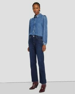 7 For All Mankind Broken Twill High Waist Slim Kick In Calix