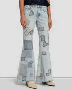 7 For All Mankind Tailorless Low Rise Flare In Iris Patchwork -7 For All Mankind Sales 7U522555 IPH 3