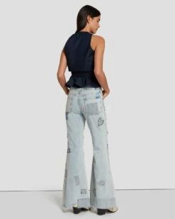 7 For All Mankind Tailorless Low Rise Flare In Iris Patchwork -7 For All Mankind Sales 7U522555 IPH 4