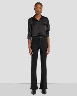 7 For All Mankind Tailorless Ultra High Rise Skinny Boot In Coated Black