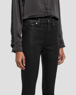 7 For All Mankind Tailorless Ultra High Rise Skinny Boot In Coated Black -7 For All Mankind Sales 7U633752 CBA 3