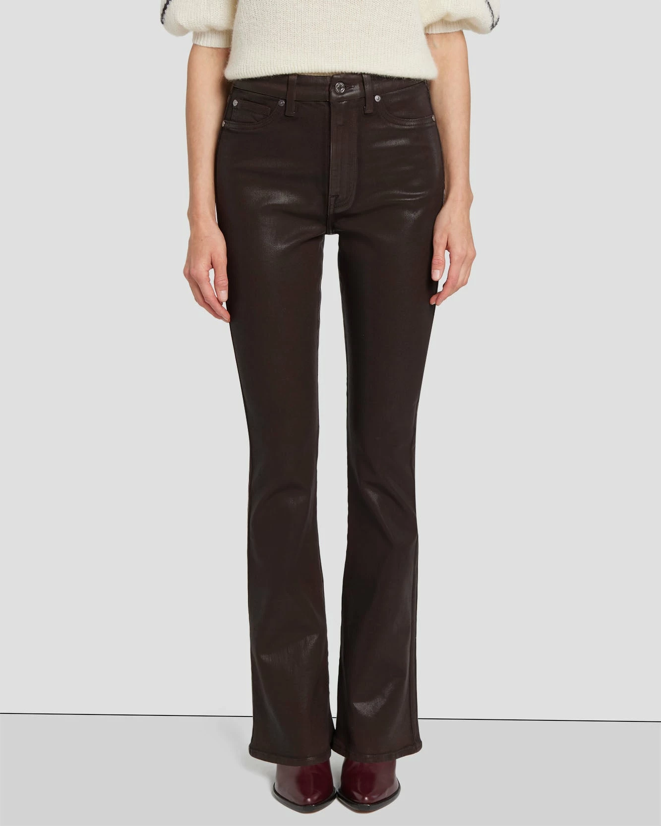 7 For All Mankind Tailorless UHR Skinny Boot In Coated Chocolate 4 7 For All Mankind Tailorless UHR Skinny Boot In Coated Chocolate - Image 2