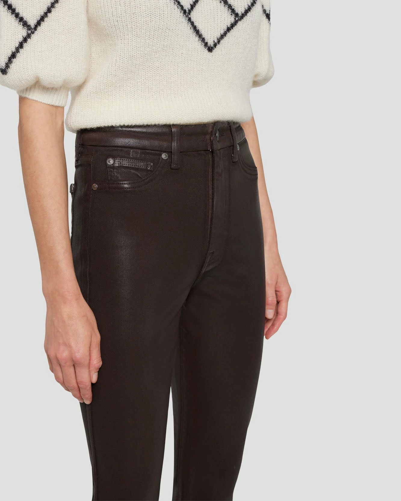 7 For All Mankind Tailorless UHR Skinny Boot In Coated Chocolate 5 7 For All Mankind Tailorless UHR Skinny Boot In Coated Chocolate - Image 3