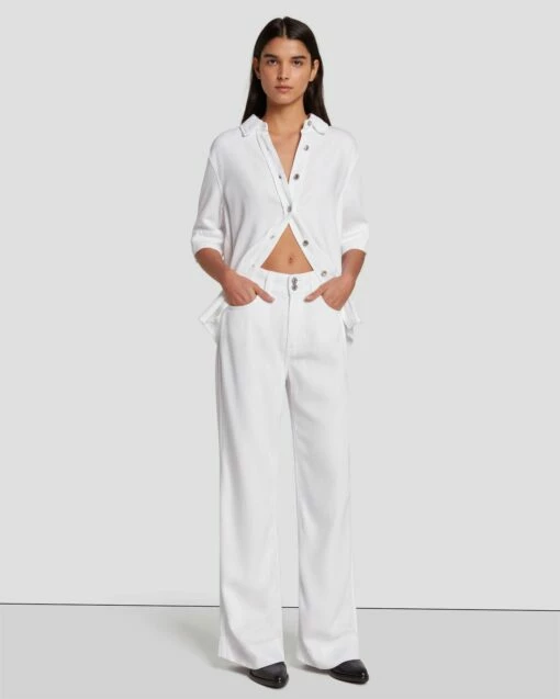 7 For All Mankind Tailorless Denim Lustre Modern Dojo In Brilliant White -7 For All Mankind Sales 7U638786 BW0 3