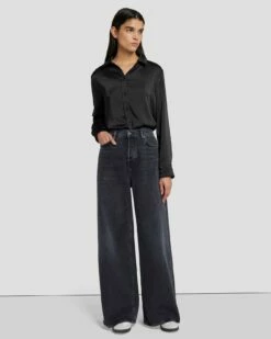 7 For All Mankind MANKIND Zoey Super Wide Leg In Licorice