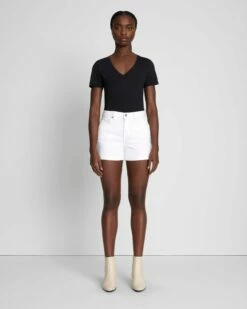 7 For All Mankind Broken Twill Mid Roll Short In White