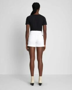7 For All Mankind Broken Twill Mid Roll Short In White -7 For All Mankind Sales 7U702445 BTW 4