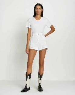 7 For All Mankind Denim Tailored Short In Brilliant White