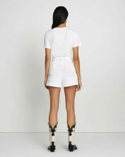 7 For All Mankind Denim Tailored Short In Brilliant White -7 For All Mankind Sales 7U744795 WTE 4