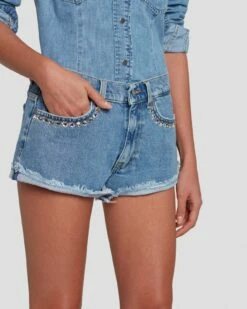 7 For All Mankind 7FAM X ADR Slouchy Shorts In Vibe Crystals -7 For All Mankind Sales 7U761C10 VBE 3