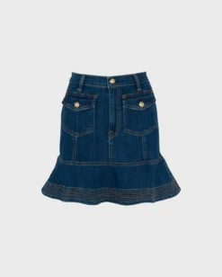 7 For All Mankind Broken Twill Flounce Skirt In Vanity