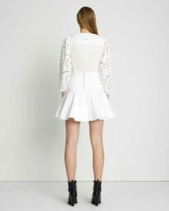 7 For All Mankind Denim Flounce Skirt In Brilliant White -7 For All Mankind Sales 7U828597 BW3 4