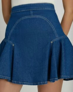 7 For All Mankind Denim Flounce Skirt In Aquamarine -7 For All Mankind Sales 7U828967 AQM 3