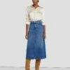 7 For All Mankind Denim Midi Skirt In Explorer -7 For All Mankind Sales 7U835C10 EPR 1