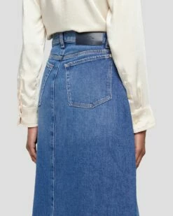 7 For All Mankind Denim Midi Skirt In Explorer -7 For All Mankind Sales 7U835C10 EPR 5