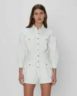 7 For All Mankind Surplus Romper In White