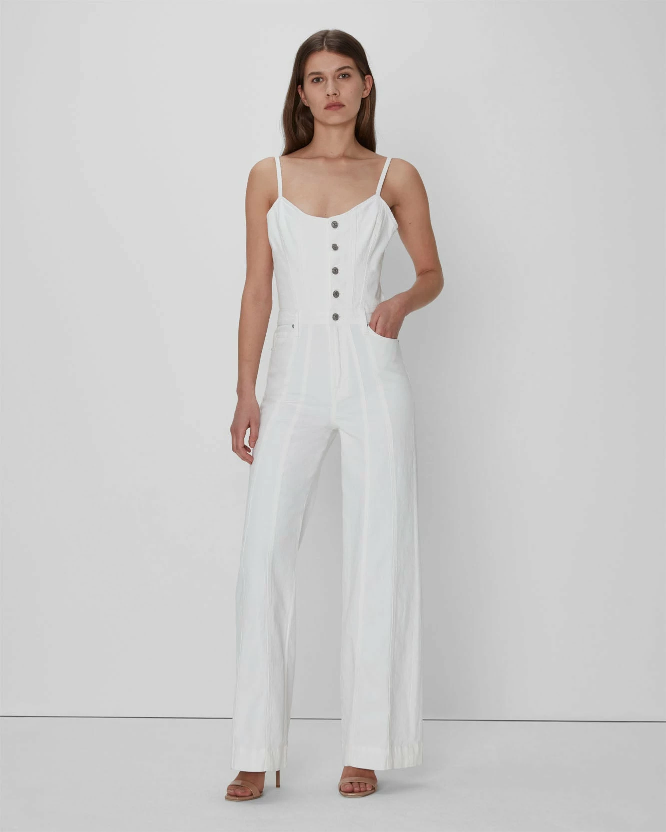7 For All Mankind Bustier Jumpsuit In White 3 7 For All Mankind Bustier Jumpsuit In White