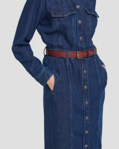 7 For All Mankind Denim Lustre Luxe Dress In Poppy -7 For All Mankind Sales 7U864C86 PPY 5