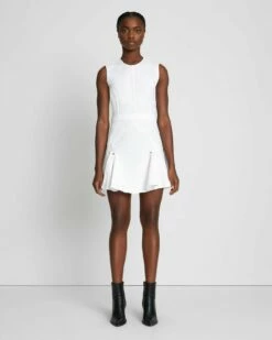 7 For All Mankind Denim Flounce Dress Mini In Brilliant White