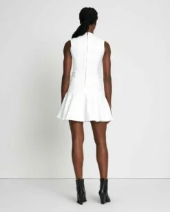 7 For All Mankind Denim Flounce Dress Mini In Brilliant White -7 For All Mankind Sales 7U888597 BW3 4
