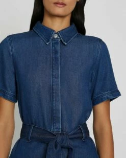 7 For All Mankind Denim Lustre Belted Shirtdress In Dark Indigo 8 7 For All Mankind Denim Lustre Belted Shirtdress In Dark Indigo -7 For All Mankind Sales 7U890561 DRI 3