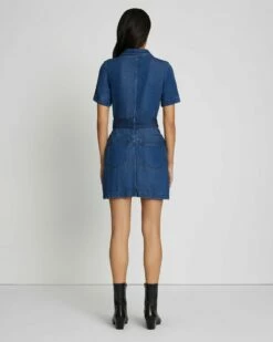 7 For All Mankind Denim Lustre Belted Shirtdress In Dark Indigo 9 7 For All Mankind Denim Lustre Belted Shirtdress In Dark Indigo -7 For All Mankind Sales 7U890561 DRI 4