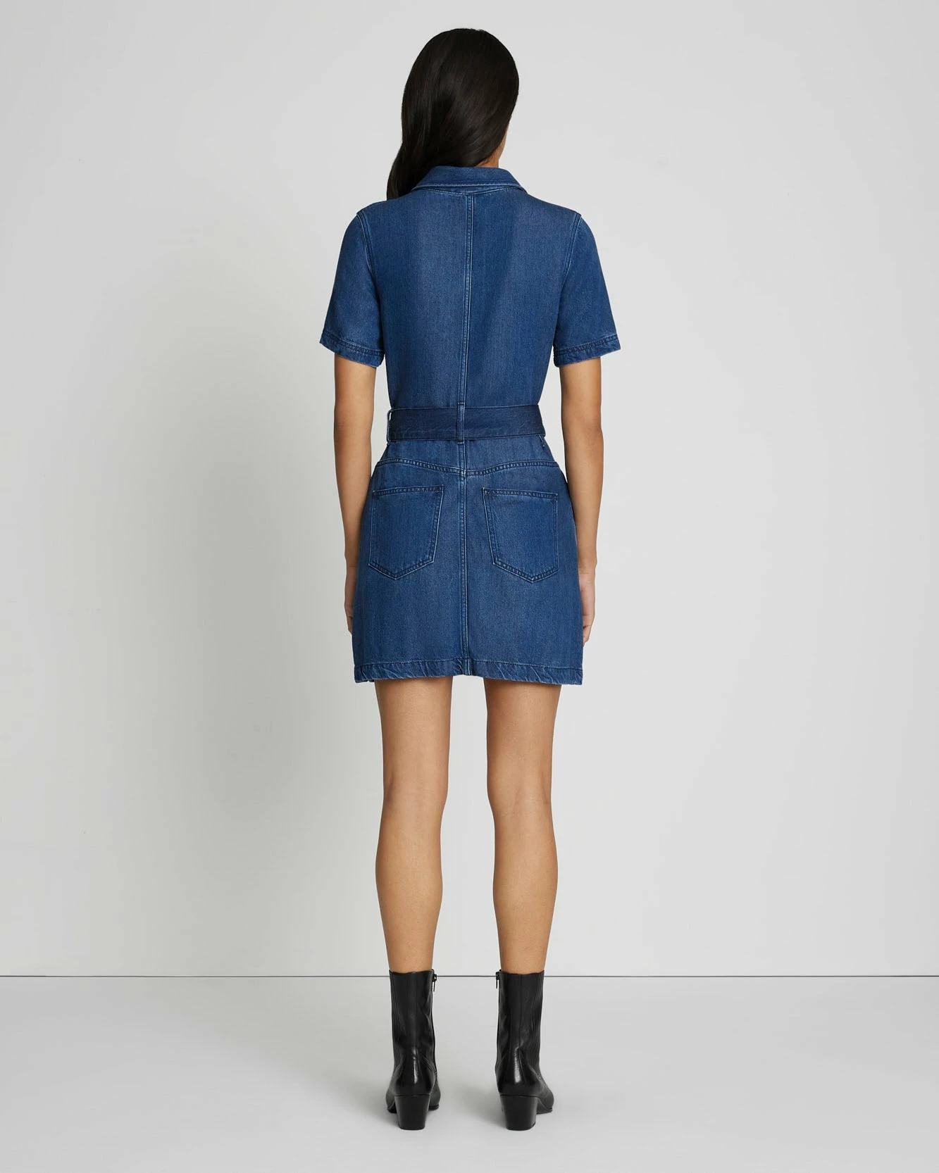 7 For All Mankind Denim Lustre Belted Shirtdress In Dark Indigo 6 7 For All Mankind Denim Lustre Belted Shirtdress In Dark Indigo - Image 4