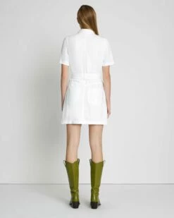 7 For All Mankind Denim Lustre Belted Shirtdress In Brilliant White -7 For All Mankind Sales 7U890661 BW5 4