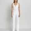 7 For All Mankind Front Zip Flare Jumpsuit In Brilliant White -7 For All Mankind Sales 7U892672 BW4 1