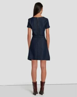 7 For All Mankind Denim Lustre Mod Dress In Dark Rinse -7 For All Mankind Sales 7U894C86 DR3 4