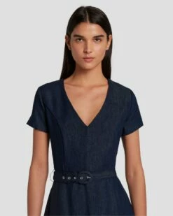 7 For All Mankind Denim Lustre Mod Dress In Dark Rinse -7 For All Mankind Sales 7U894C86 DR3 5