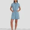 7 For All Mankind Denim Lustre Shirt Dress In Volcan Blue -7 For All Mankind Sales 7U895C86 VCB 1