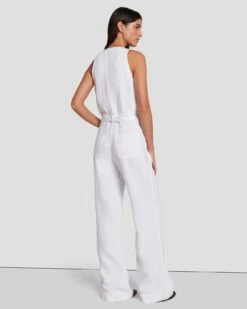 7 For All Mankind Denim Lustre Tailored Wide Leg Jumpsuit In Brilliant White 11 7 For All Mankind Denim Lustre Tailored Wide Leg Jumpsuit In Brilliant White -7 For All Mankind Sales 7U896786 BW0 4