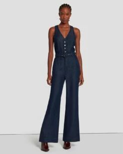 7 For All Mankind Denim Lustre Tailored Wide Leg Jumpsuit In Dark Rinse 13 7 For All Mankind Denim Lustre Tailored Wide Leg Jumpsuit In Dark Rinse -7 For All Mankind Sales 7U896C86 DR3 6