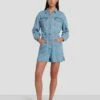 7 For All Mankind Denim Lustre Shortall In Volcan Blue 2 7 For All Mankind Denim Lustre Shortall In Volcan Blue -7 For All Mankind Sales 7U898C86 VCB 1