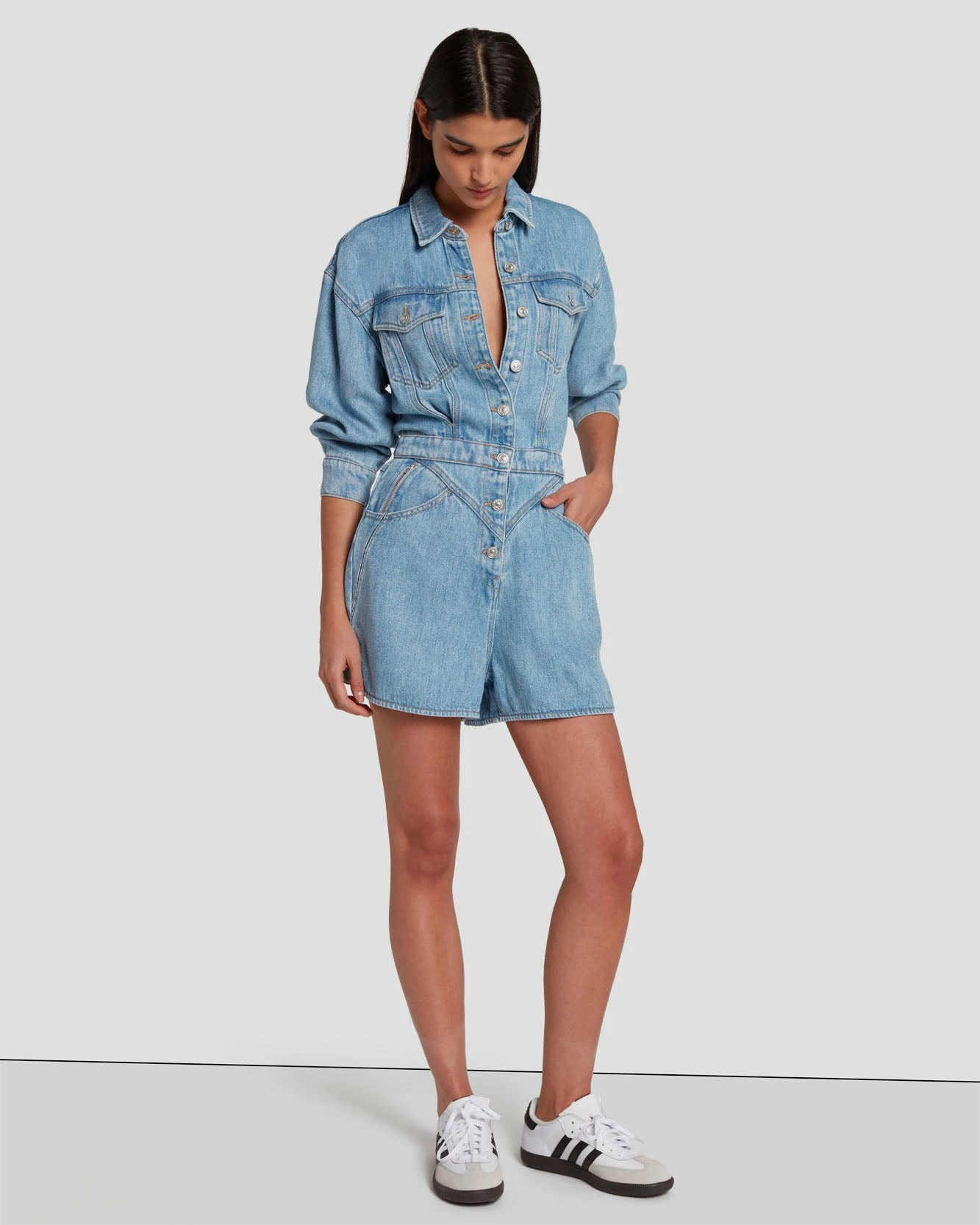7 For All Mankind Denim Lustre Shortall In Volcan Blue 8 7 For All Mankind Denim Lustre Shortall In Volcan Blue - Image 6