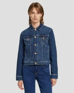 7 For All Mankind Luxe Vintage Classic Trucker Jacket In Deep Soul