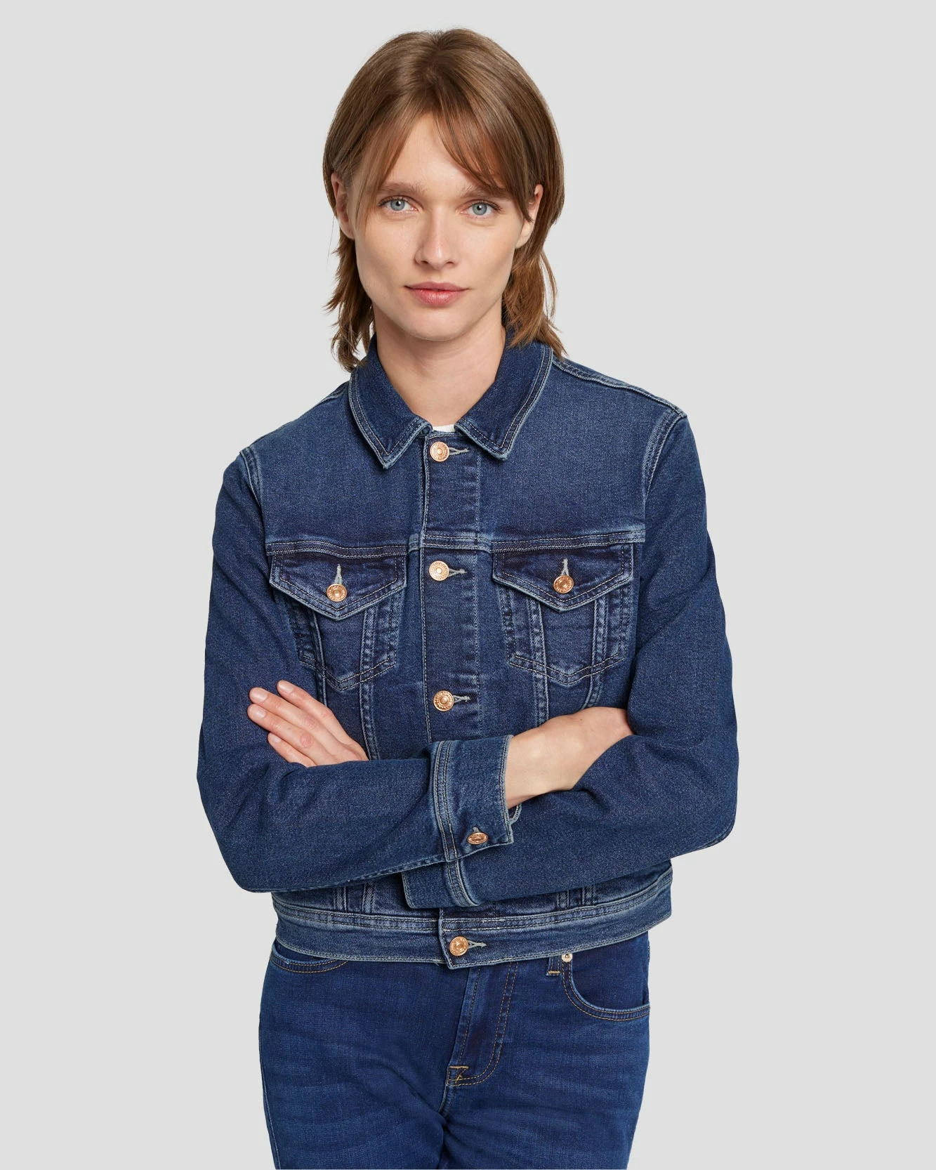 7 For All Mankind Luxe Vintage Classic Trucker Jacket In Deep Soul 5 7 For All Mankind Luxe Vintage Classic Trucker Jacket In Deep Soul - Image 3