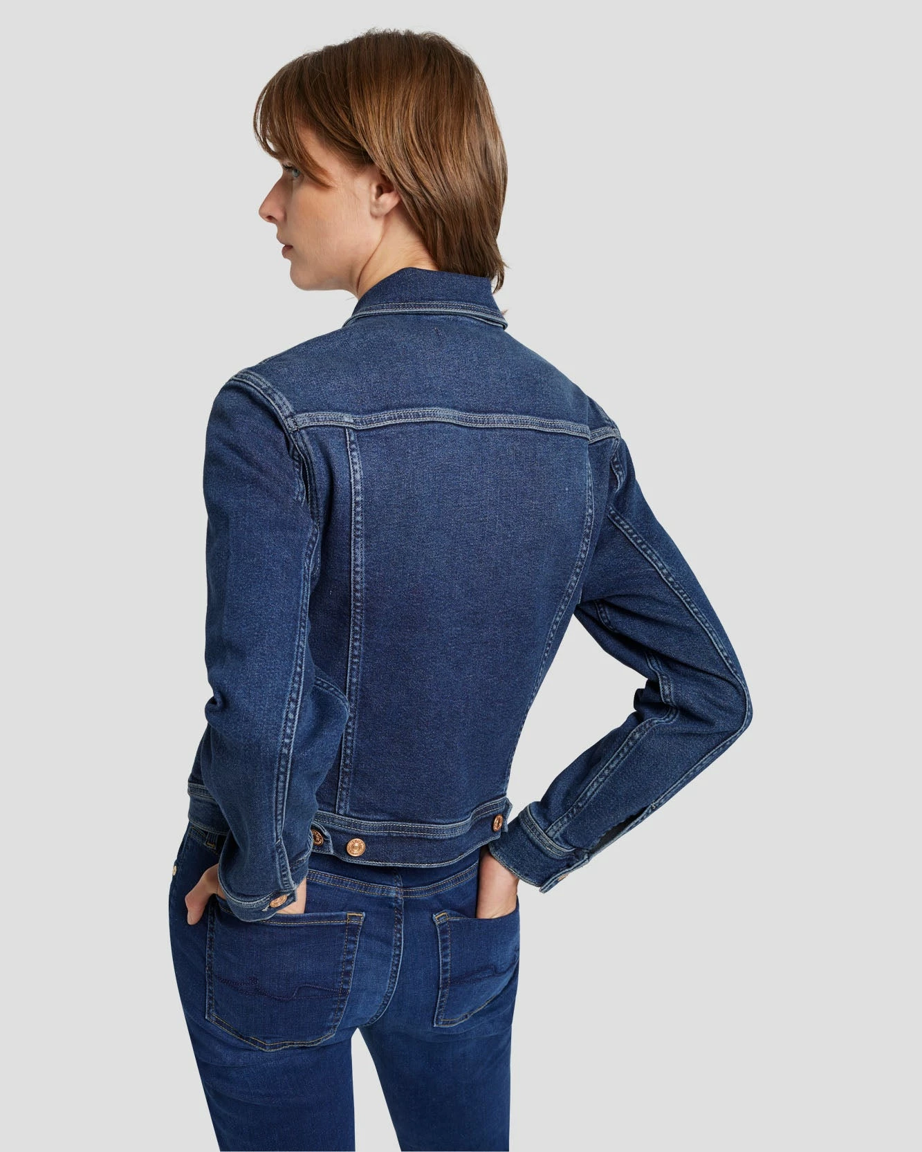 7 For All Mankind Luxe Vintage Classic Trucker Jacket In Deep Soul 7 7 For All Mankind Luxe Vintage Classic Trucker Jacket In Deep Soul - Image 5