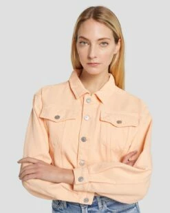 7 For All Mankind Cropped Trucker Jacket In Prairie Sunset