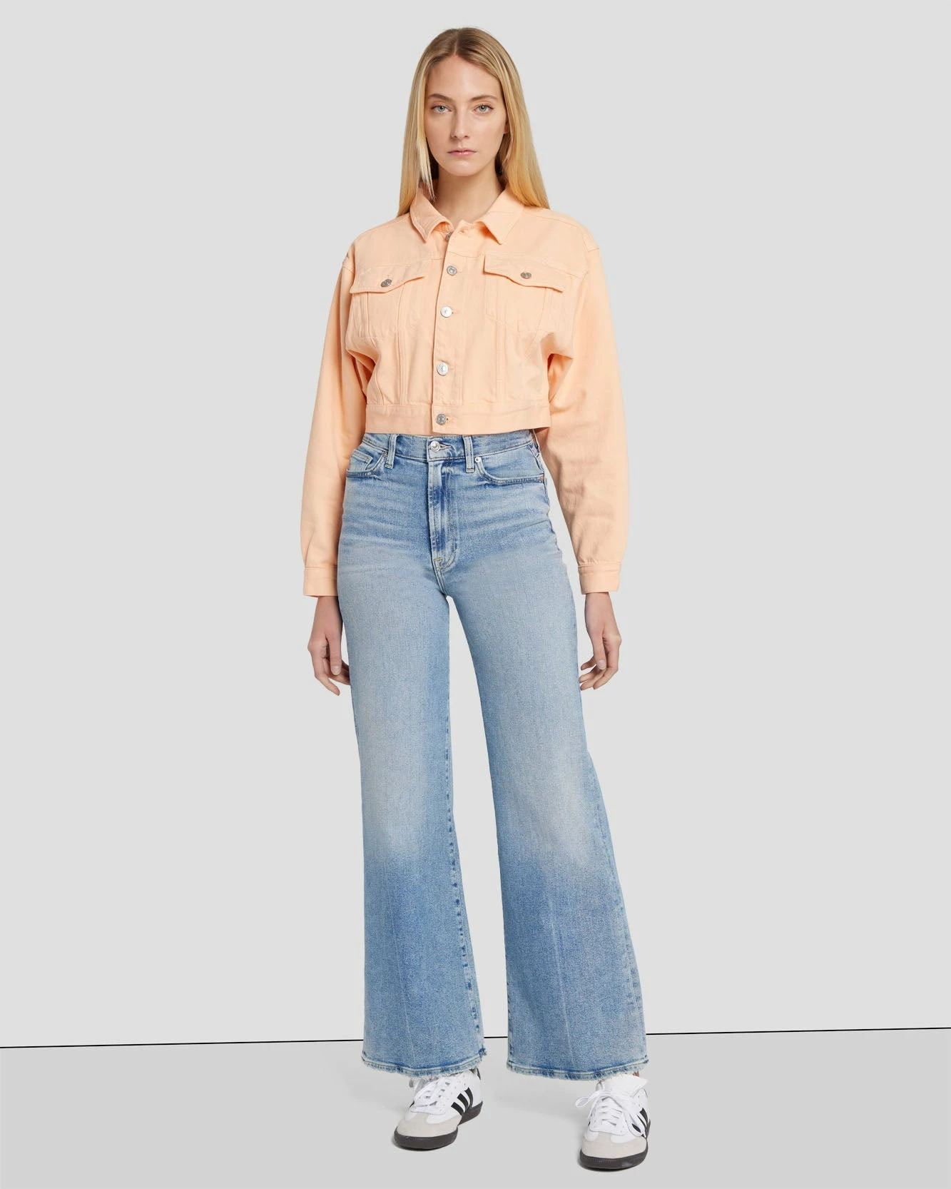 7 For All Mankind Cropped Trucker Jacket In Prairie Sunset 8 7 For All Mankind Cropped Trucker Jacket In Prairie Sunset - Image 6