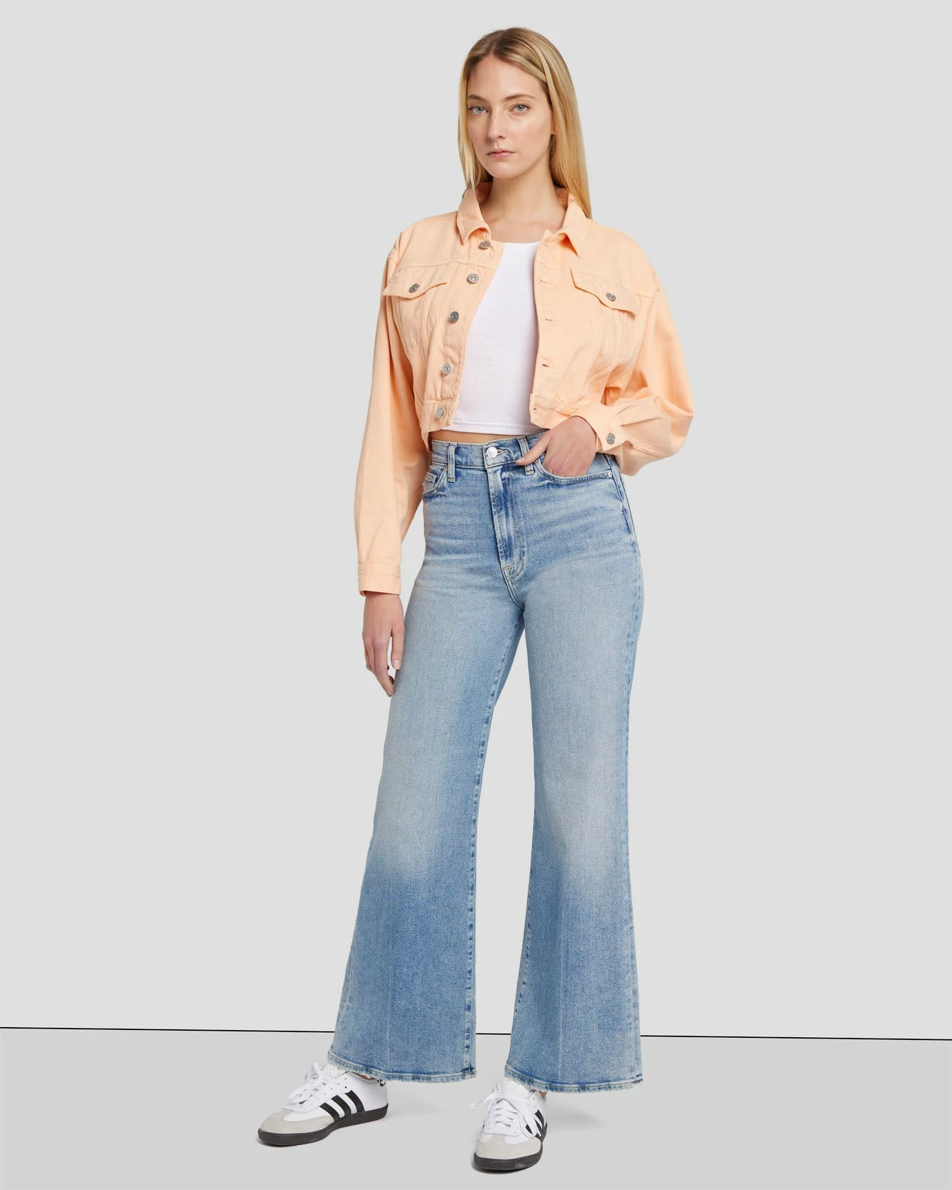 7 For All Mankind Cropped Trucker Jacket In Prairie Sunset 4 7 For All Mankind Cropped Trucker Jacket In Prairie Sunset - Image 2