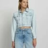 7 For All Mankind Cropped Trucker Jacket In Icy Indigo -7 For All Mankind Sales 7U939555 II2 1