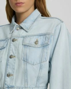 7 For All Mankind Cropped Trucker Jacket In Icy Indigo -7 For All Mankind Sales 7U939555 II2 3