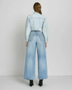 7 For All Mankind Cropped Trucker Jacket In Icy Indigo -7 For All Mankind Sales 7U939555 II2 4