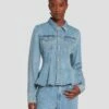 7 For All Mankind Denim Lustre Trucker Jacket In Volcan Blue -7 For All Mankind Sales 7U943C86 VCB 1
