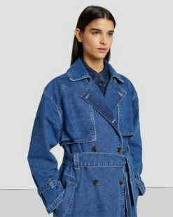 7 For All Mankind Tailored Denim Trench Coat In Calla -7 For All Mankind Sales 7U944855 LLA 3