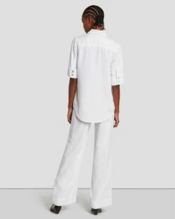 7 For All Mankind Denim Lustre Short Sleeve Shirt In Brilliant White -7 For All Mankind Sales 7U993786 BW0 4