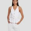 7 For All Mankind Denim Lustre Tailored Vest In Brilliant White -7 For All Mankind Sales 7U994786 BW0 1