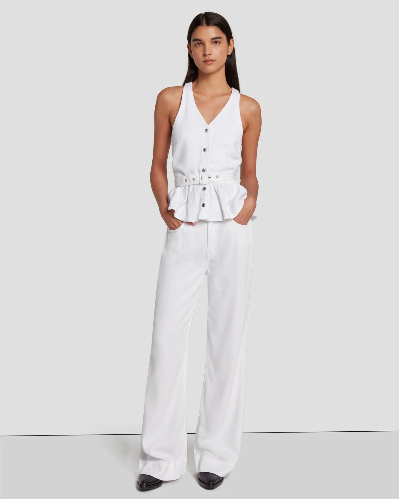 7 For All Mankind Denim Lustre Tailored Vest In Brilliant White 4 7 For All Mankind Denim Lustre Tailored Vest In Brilliant White - Image 2